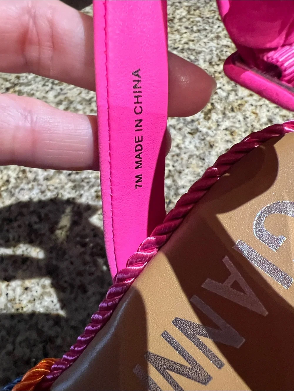 Gianni Bini Hot Pink Rainbow Rope Wedge Sandals
